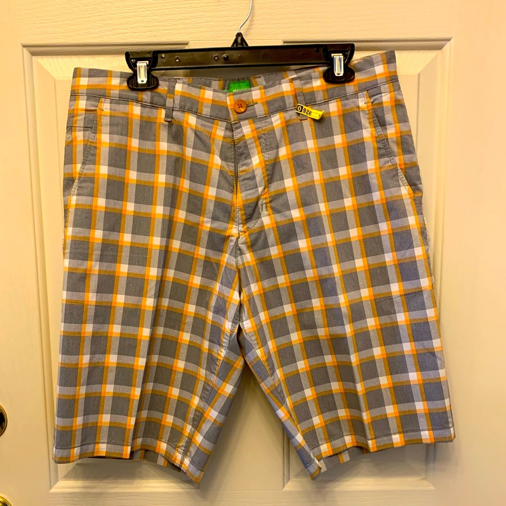 Hugo Boss plaid golf shorts